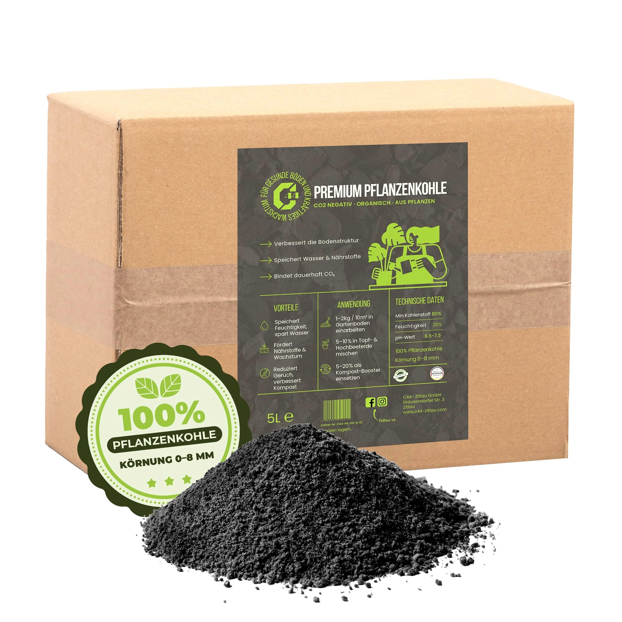 Premium Pflanzenkohle für Garten & Kompost