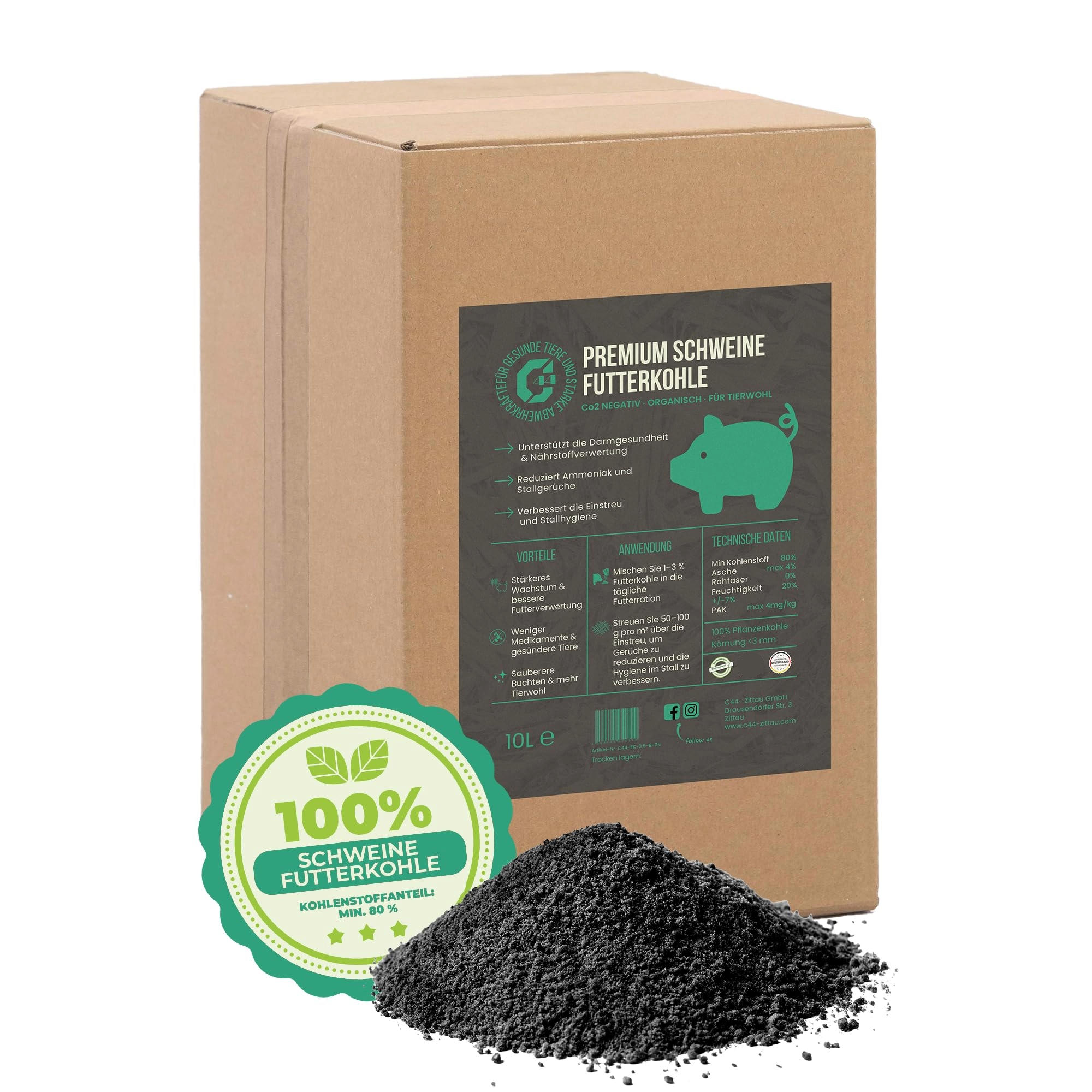 Premium Futterkohle für Schweine