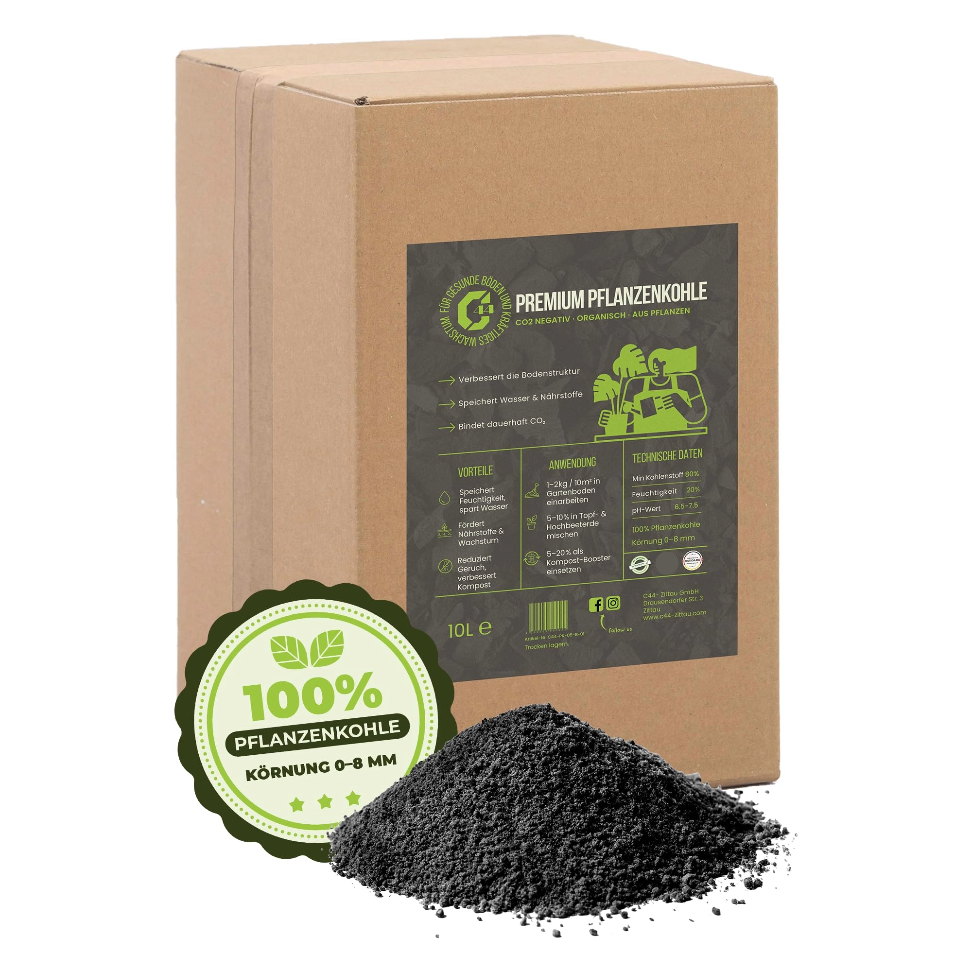Premium Pflanzenkohle für Garten & Kompost