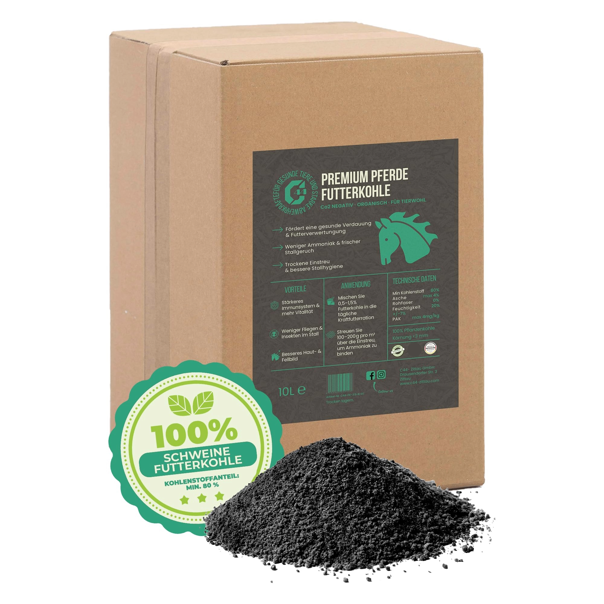 Premium Futterkohle für Pferde