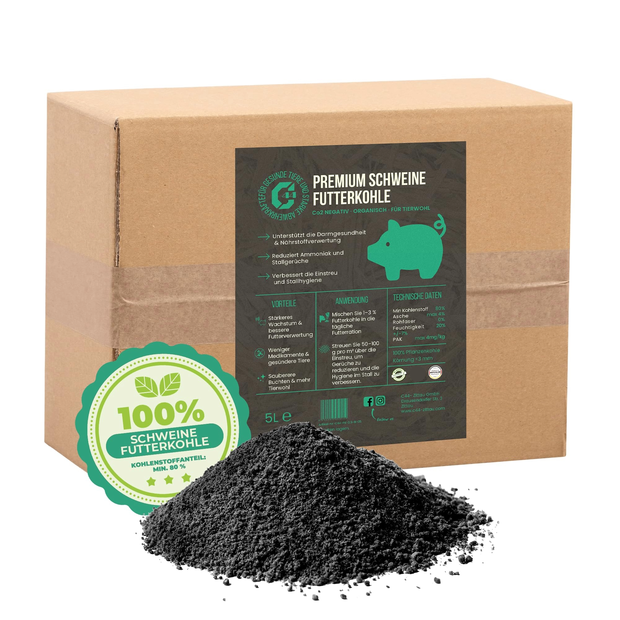 Premium Futterkohle für Schweine