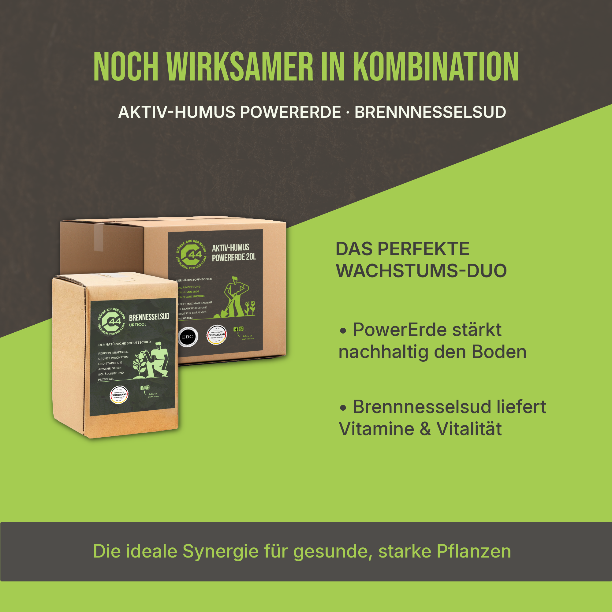 C44 Aktiv-Humus PowerErde | Premium Bio-Pflanzerde mit Rinderdung – 20L