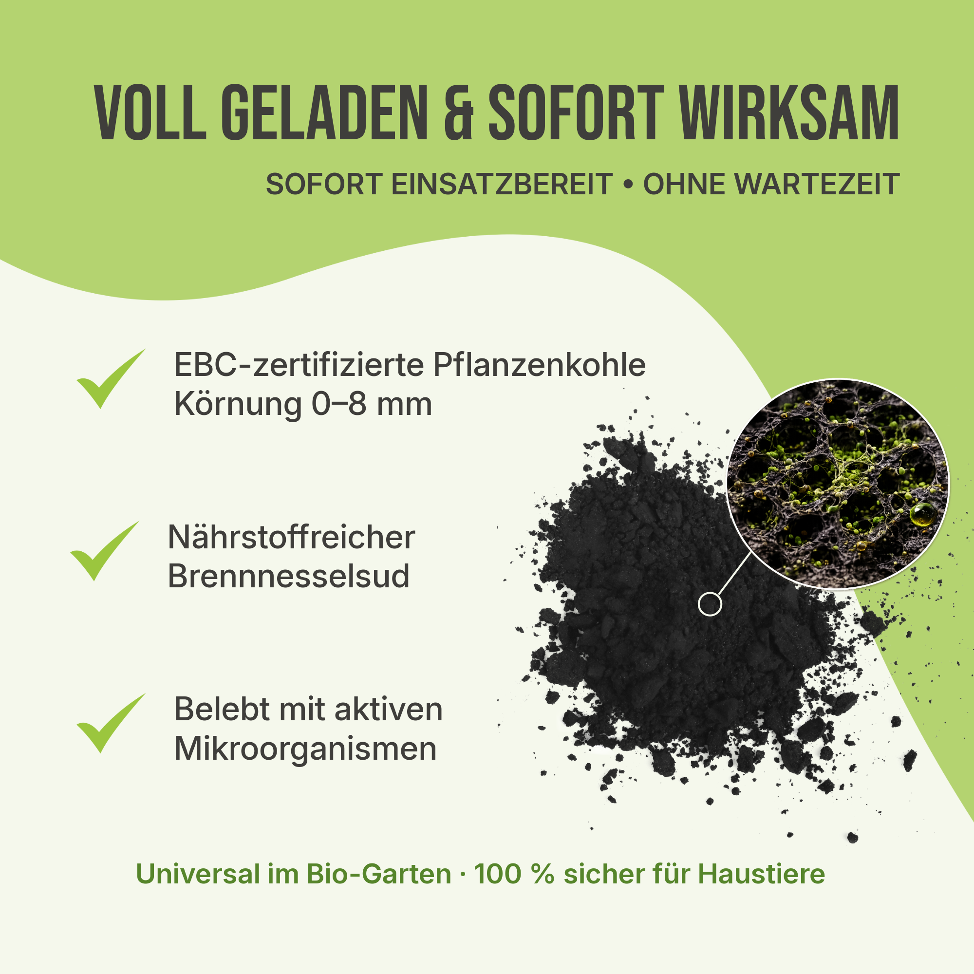 C44 Aktivierte Pflanzenkohle 5L | Bio-Bodenhilfsstoff | Sofort einsatzbereit