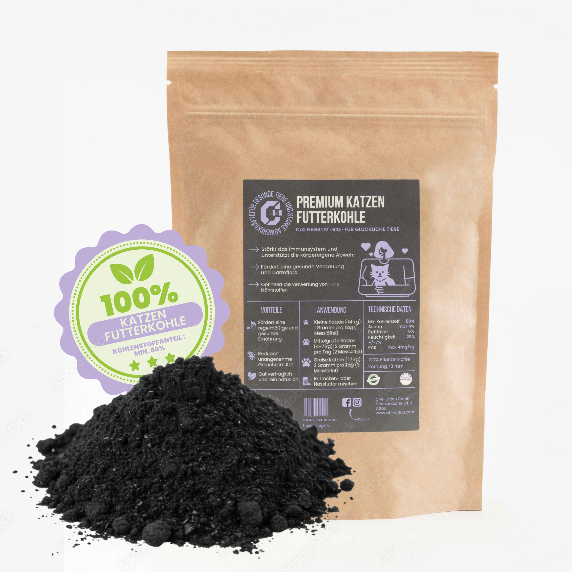 Premium Futterkohle für Katzen