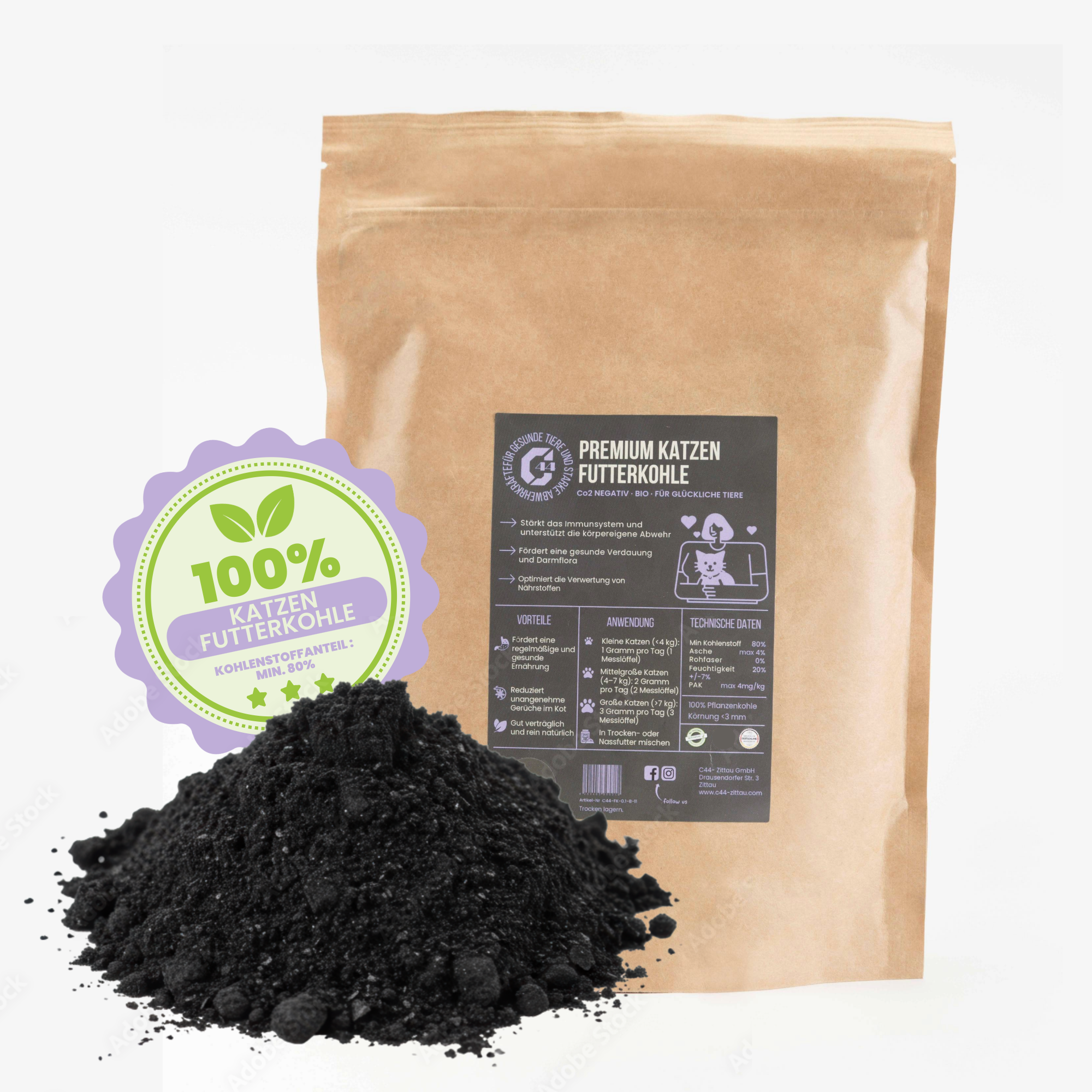 Premium Futterkohle für Katzen