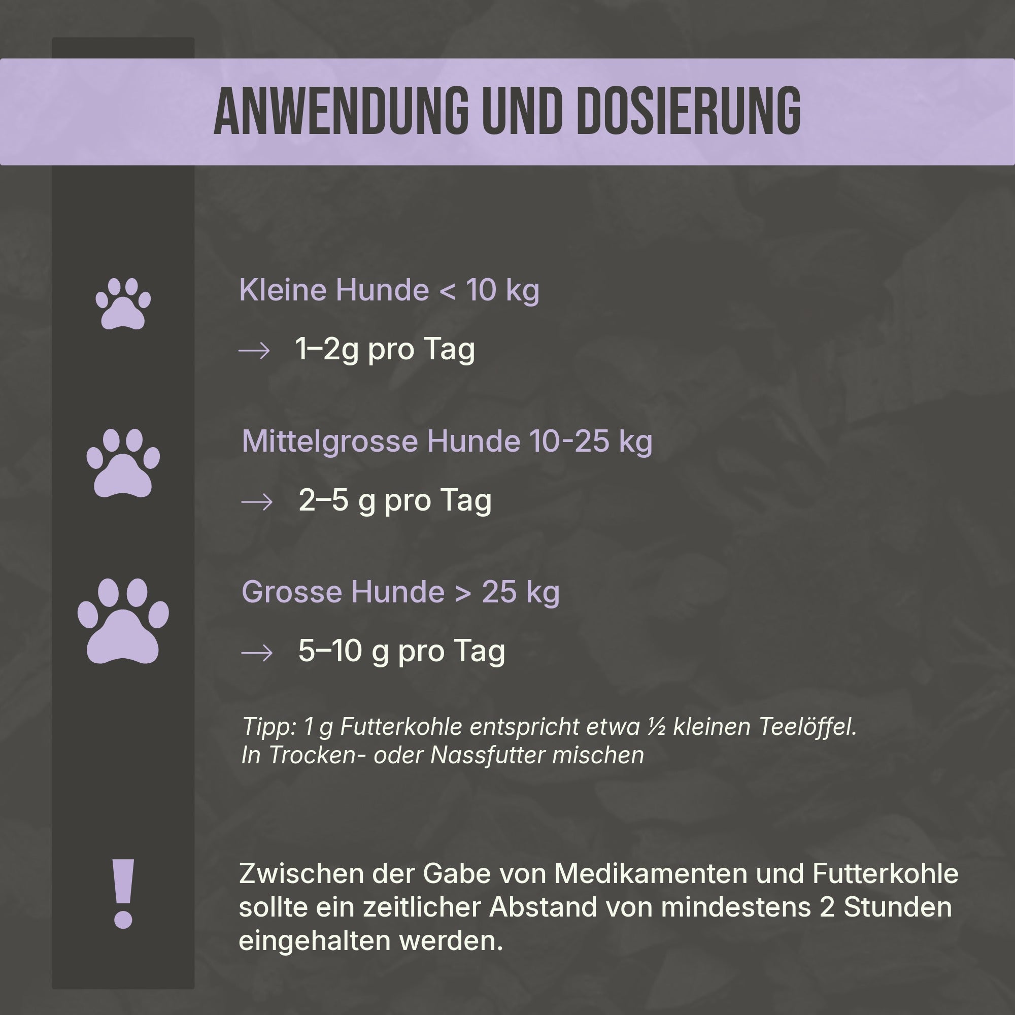 C44 Premium Futterkohle für Hunde | Natürliche Darmpflege