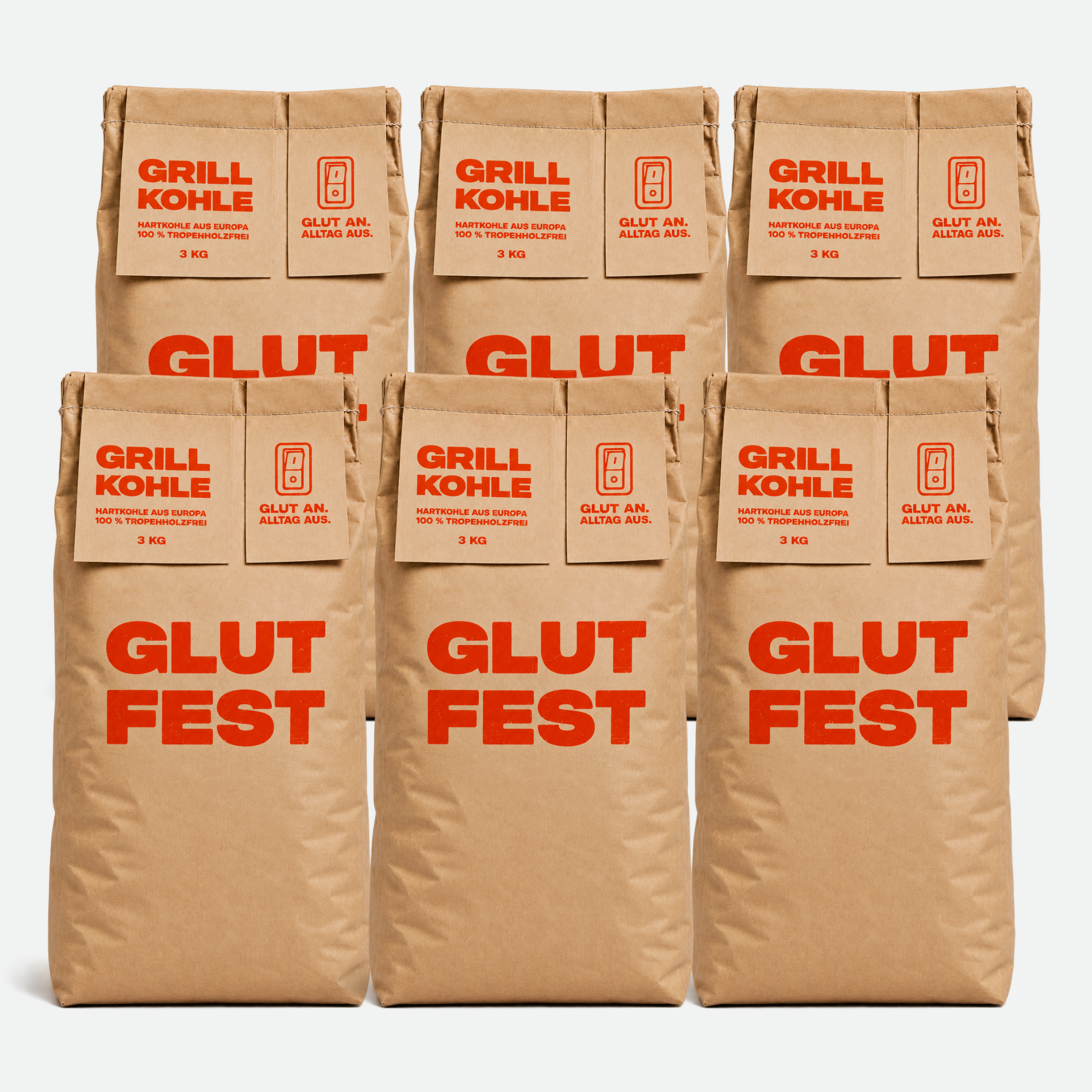 Glutfest Grillkohle – Holzkohle Buche & Eiche 20-80 mm, abgesiebt