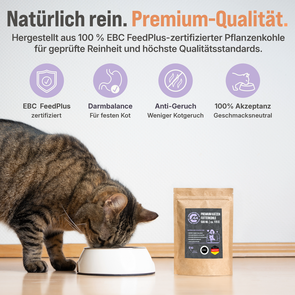 C44 Premium Futterkohle für Katzen | Darm-Balance & Entgiftung