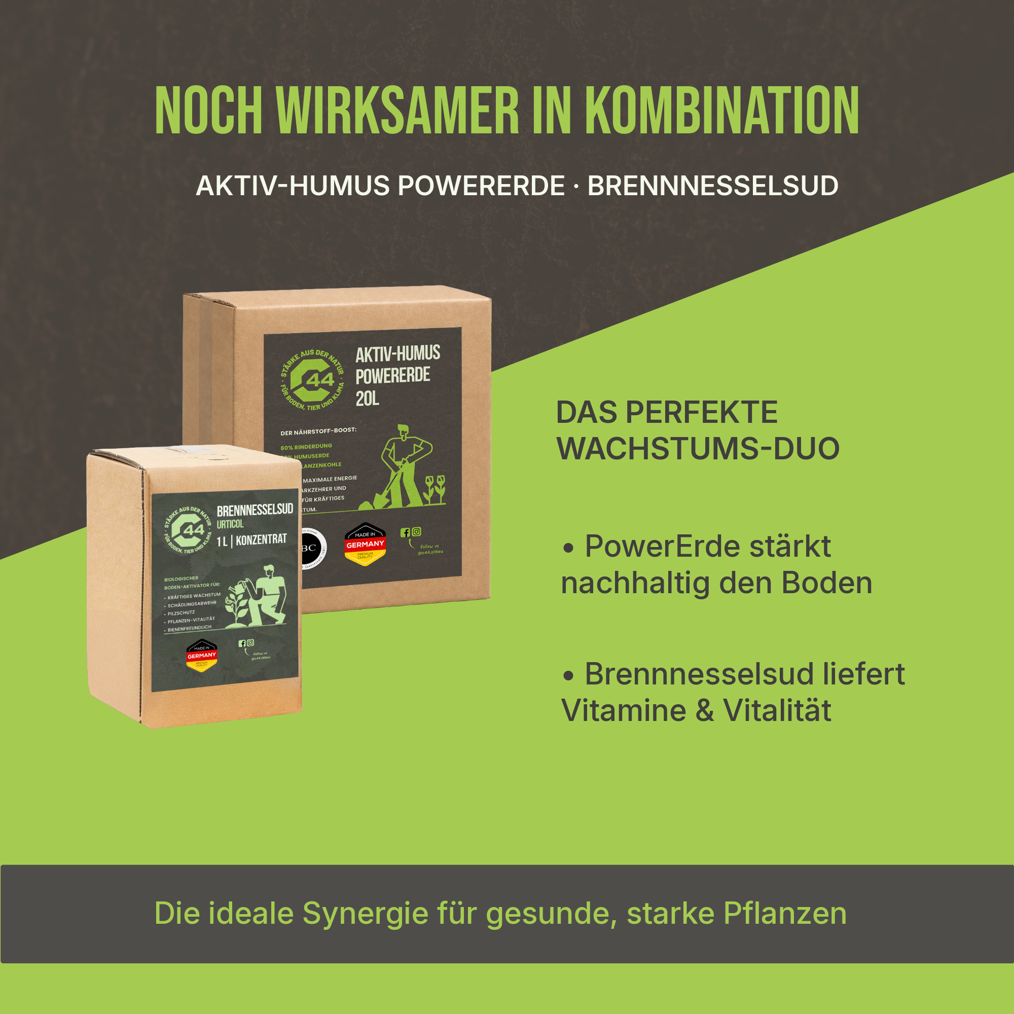C44 Aktiv-Humus PowerErde | Premium Bio-Pflanzerde mit Rinderdung – 20L