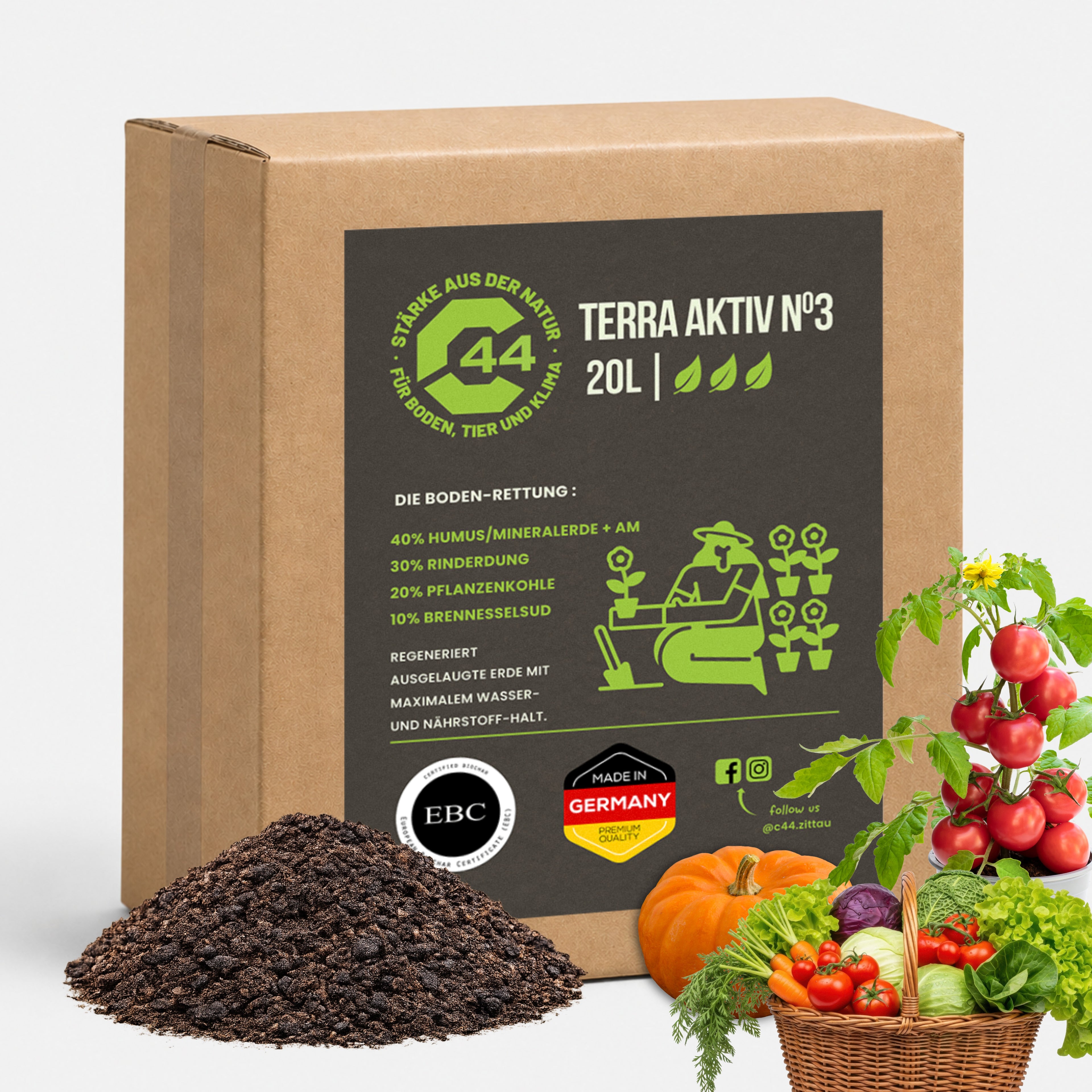 C44 Terra Aktiv Nº3 | Boden-Kur & Stickstoff-Depot für Starkzehrer – 20L