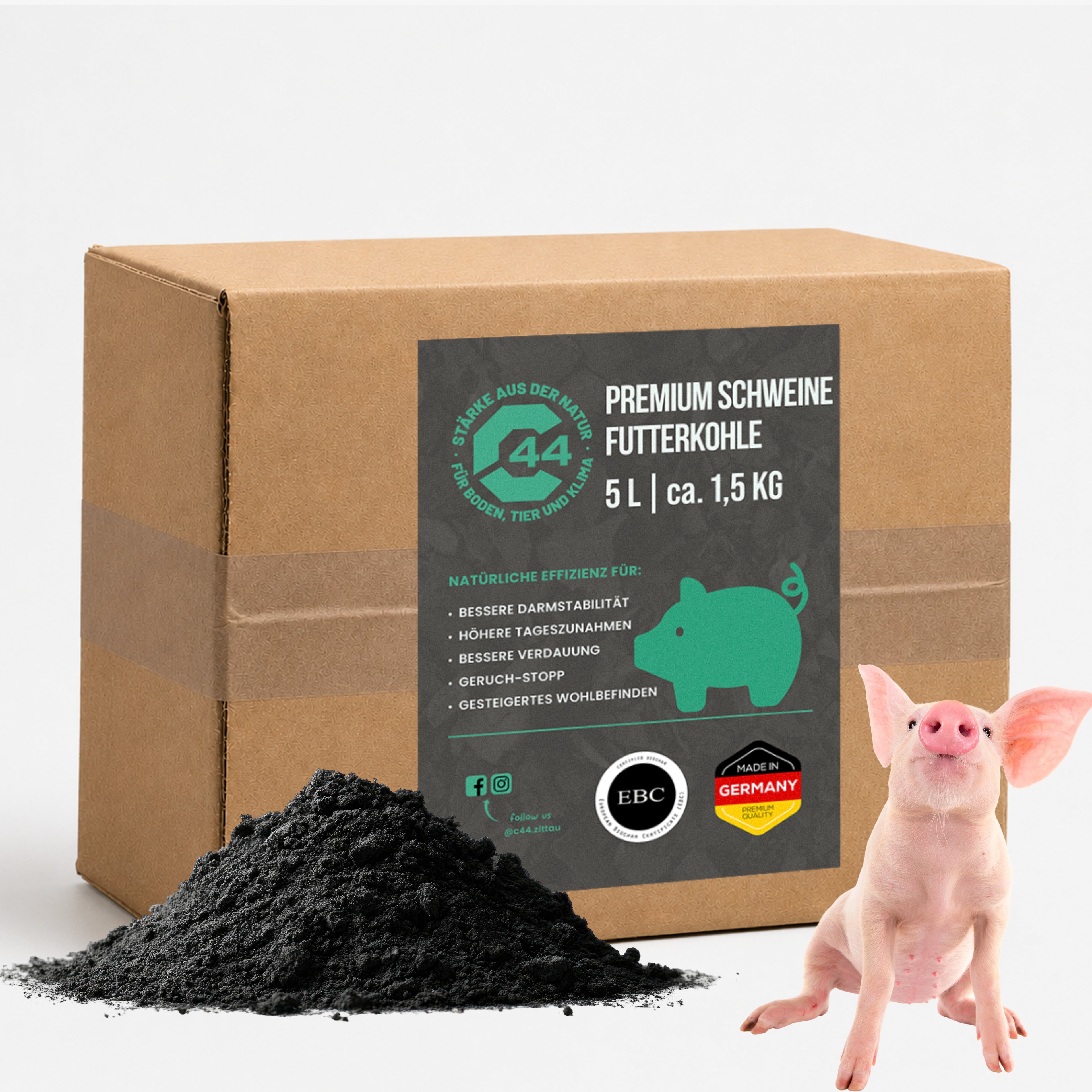 C44 Futterkohle für Schweine | Profi-Qualität für Stall & Tier
