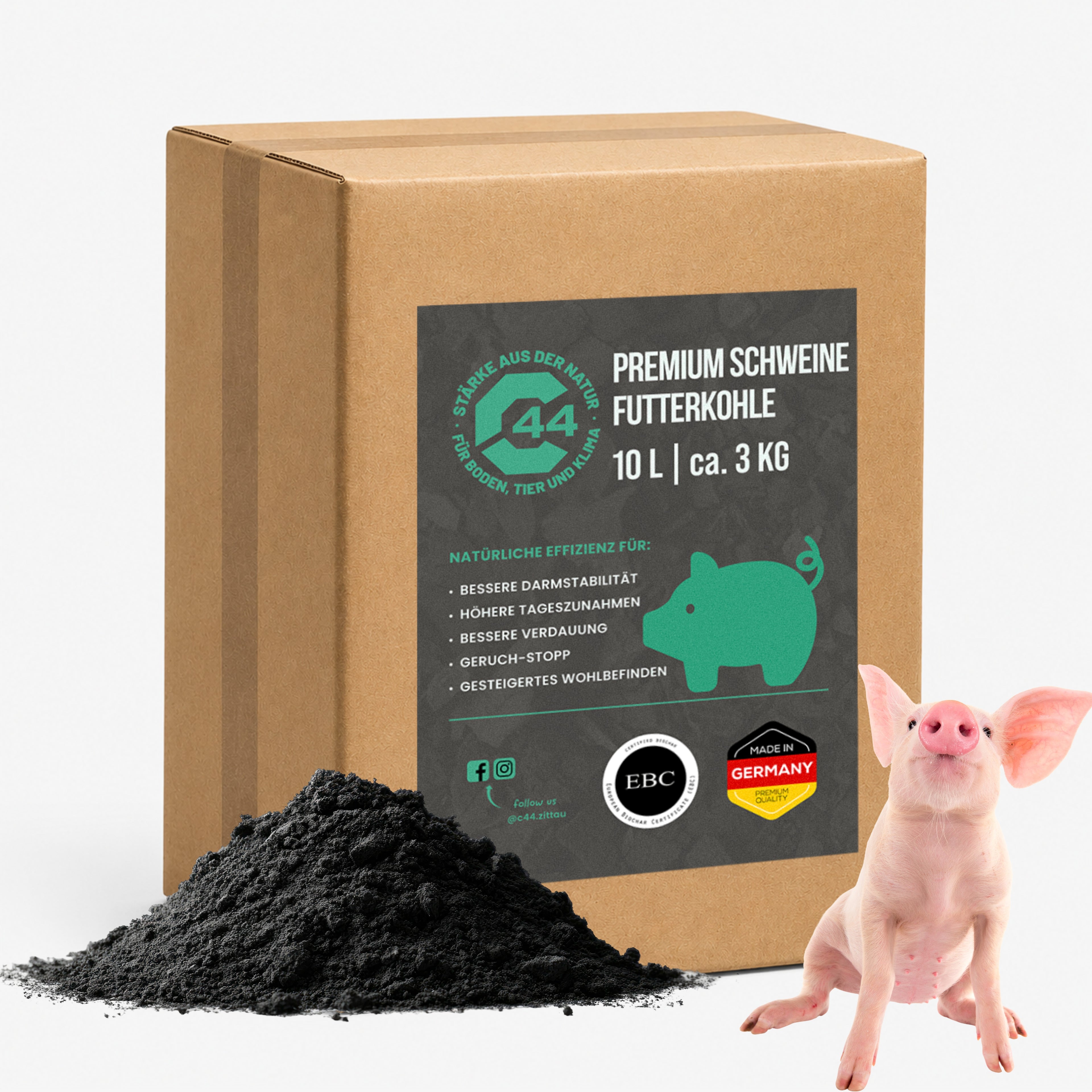 C44 Futterkohle für Schweine | Profi-Qualität für Stall & Tier