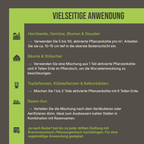 Mischverhältnis: Zugabe der aktivierten Pflanzenkohle zu Pflanzerde, Torf, Substrat oder Kompost für Beete und Hochbeete.
