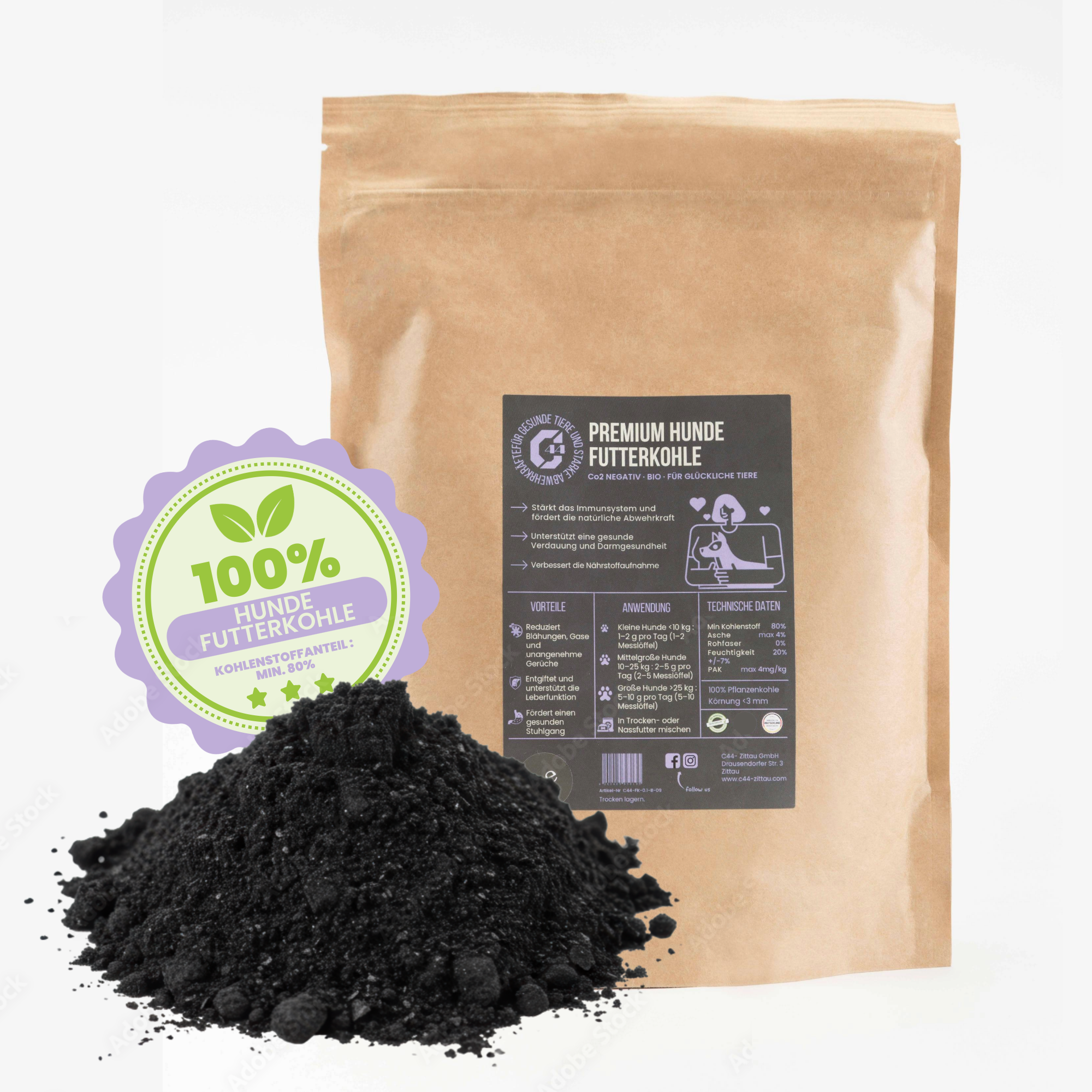 Premium Futterkohle für Hunde