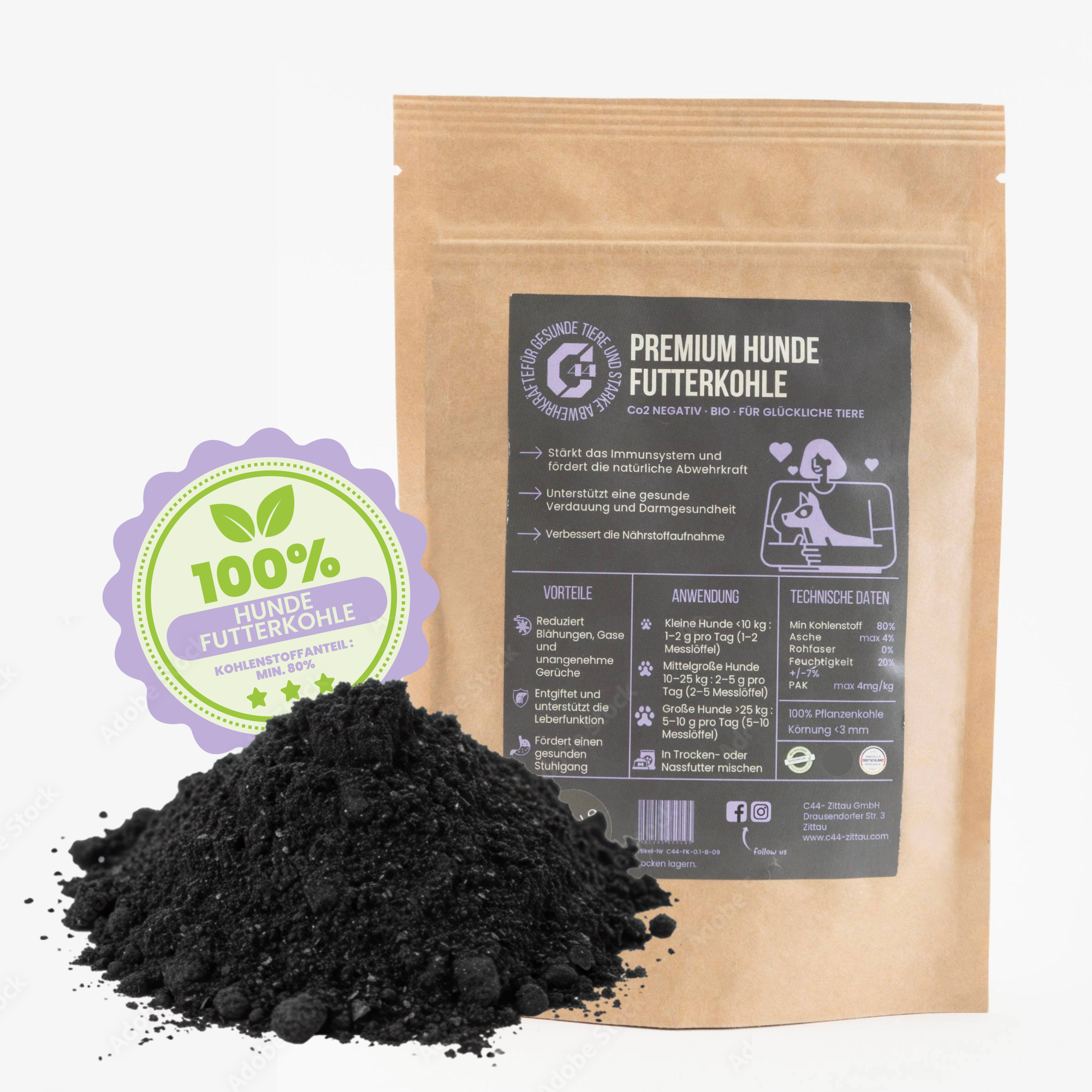 Premium Futterkohle für Hunde